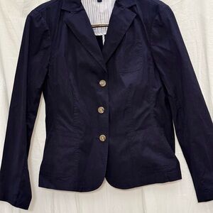 Lands’ End Navy Cotton Blazer Women’s 18 Old Money Prep Academia Jacket